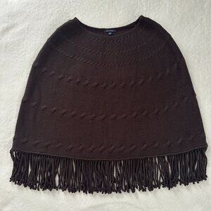 Lands' End Dark Brown Wool-Blend Poncho